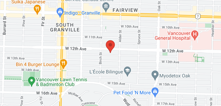 map of 306 1250 W 12TH AVENUE